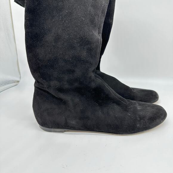 Valentino Garavani Womens Black Suede Over The Knee Flat Riding Boots EU 36.5 - Picture 3 of 15